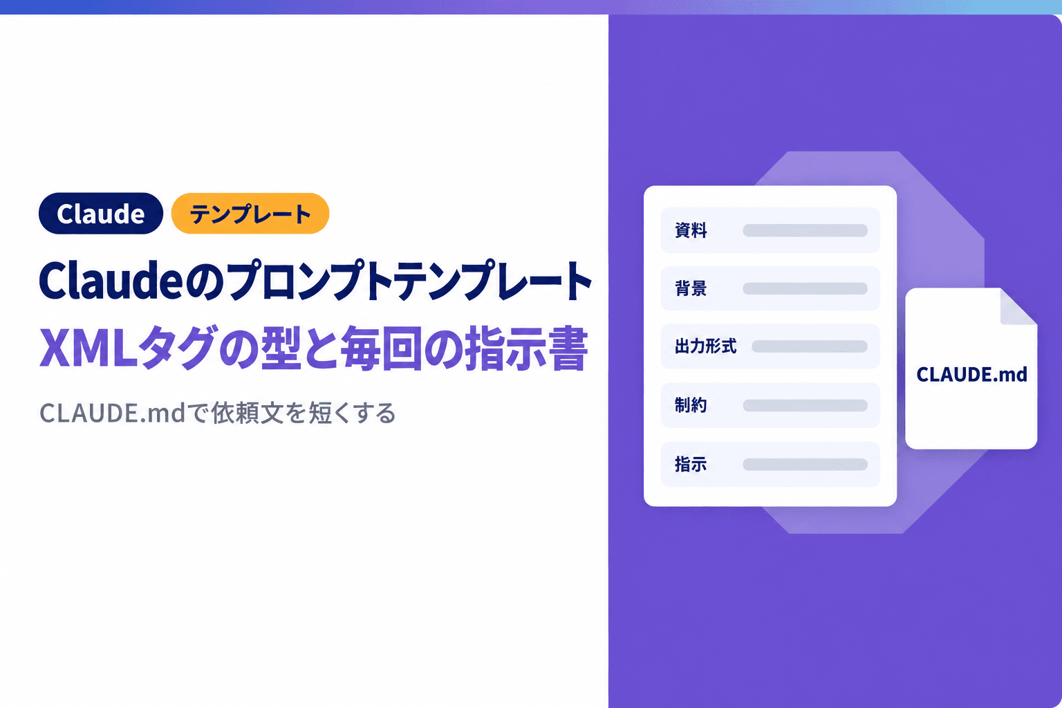 Claudeのプロンプトテンプレート|XMLタグの型と毎回読ませる指示書