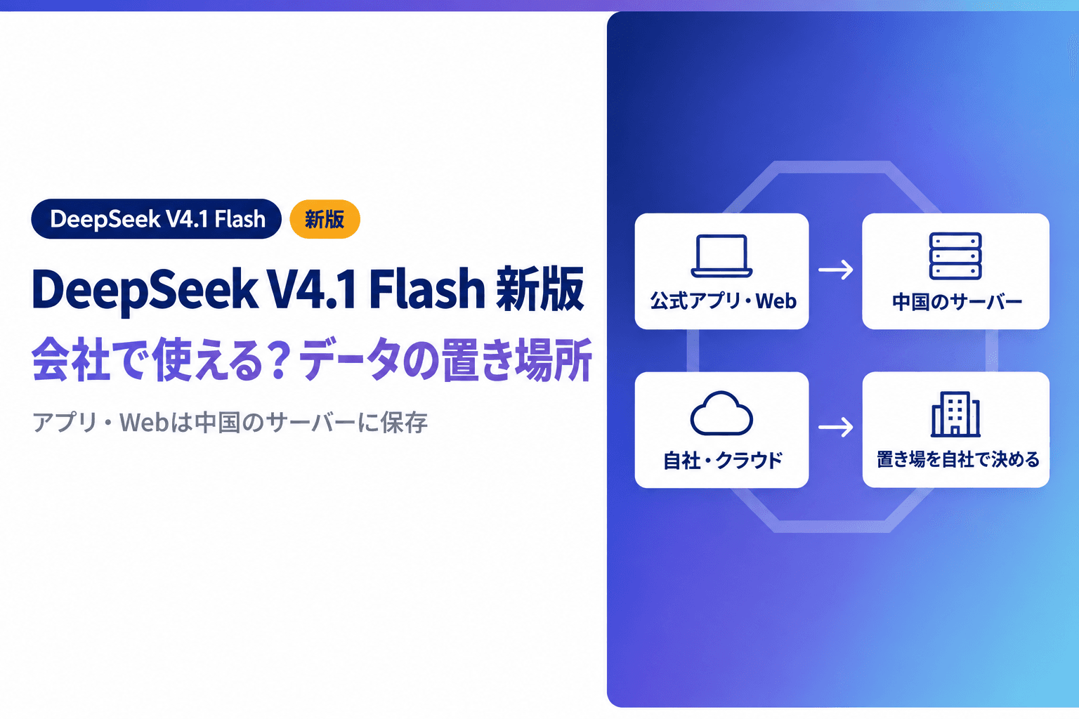 DeepSeek V4.1 Flashは会社で使える?新版の料金とデータの置き場所