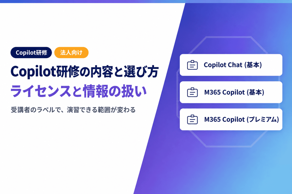 Copilot研修の内容と選び方|事前に確かめるライセンスと情報の扱い