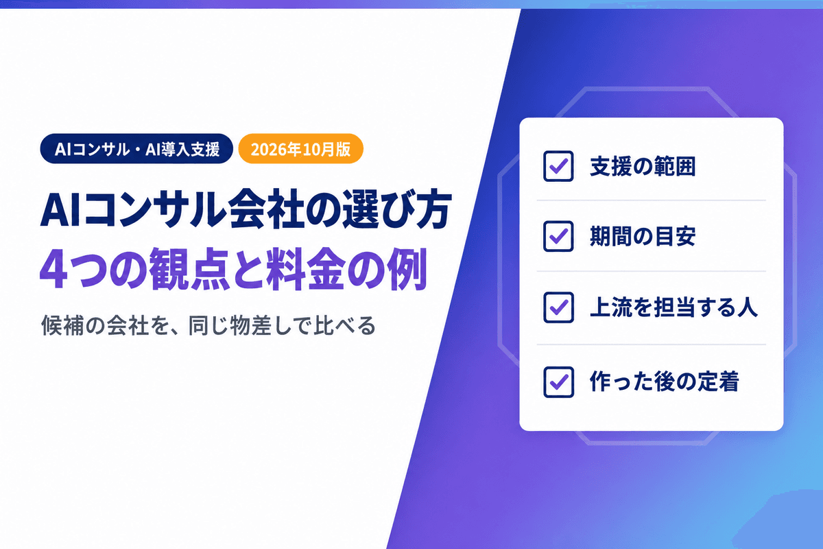 AIコンサル・AI導入支援会社の選び方|4つの観点と料金の例