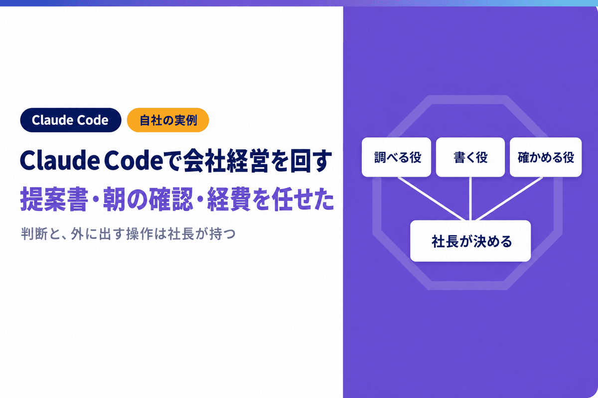 Claude Codeで会社経営を回す|提案書・朝の確認・経費を任せた実例