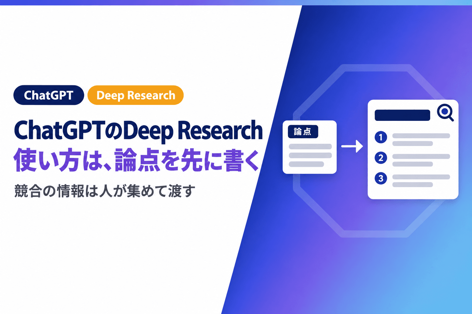ChatGPT Deep Researchの使い方|任せる前に書く論点と人が集める情報