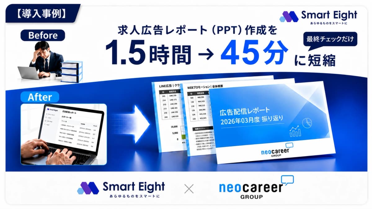 広告レポート作成工数を50%削減。月約200本の広告運用に「スマートADレポート」導入