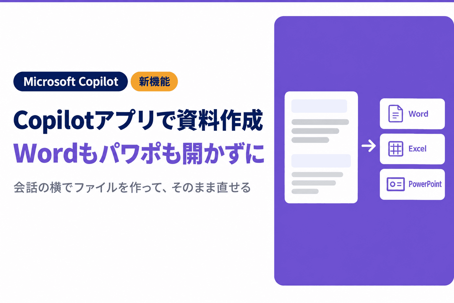 Copilotアプリで資料作成|Wordもパワポも開かず仕上げる方法と条件